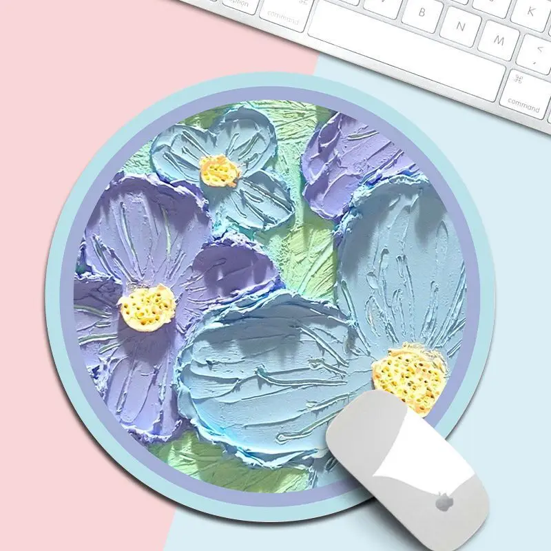 

2PCS Round Mouse Pad Flower Cherry Blossoms Mouse Mat Thick Washable Mousepads Non-Slip Rubber Base Computer Mousepad