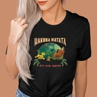 hakuna matata catroon tshirts for women anime forest animal print lovely young girl fashion tops harajuku goth cotton tee shirt