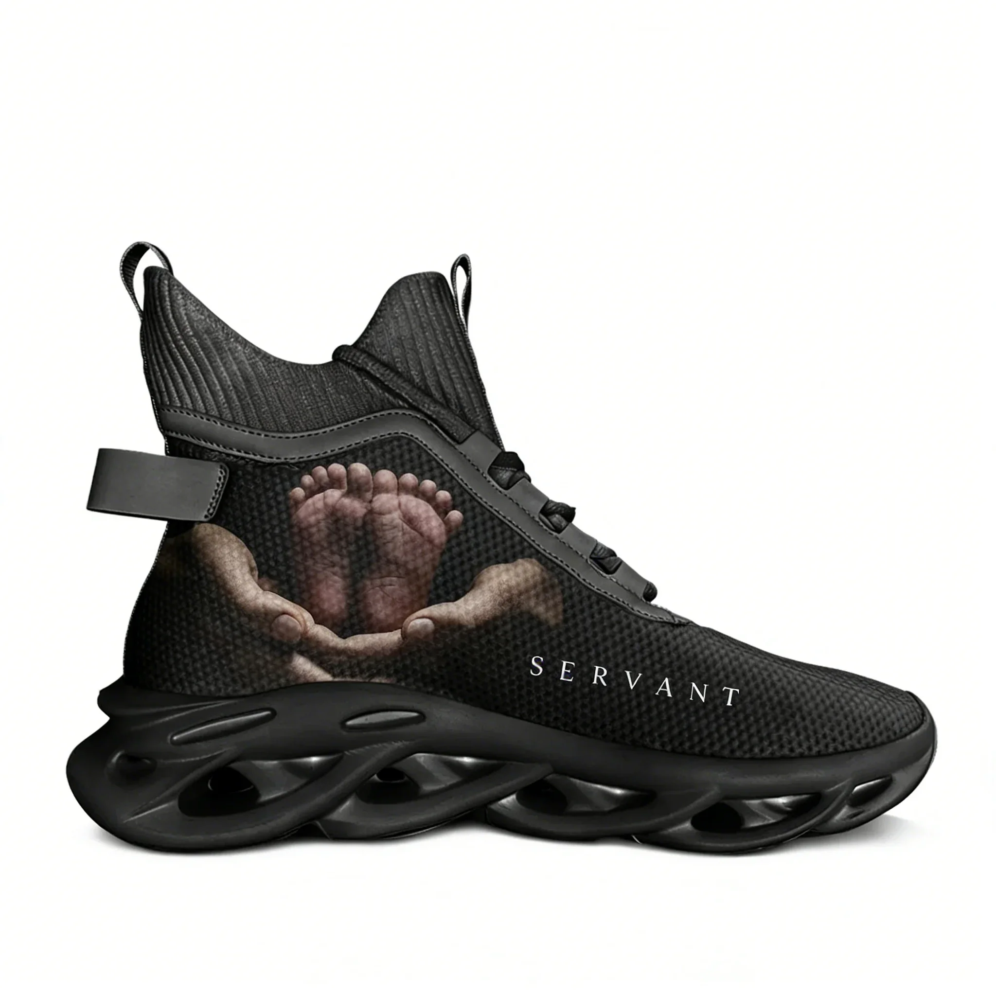 Фото Кроссовки Servant High Top Flats: мужские и женские спортивные кроссовки высокого качества, модные повседневные кеды на шнуровке, сетчатая обувь, индивидуальный дизайн №1
