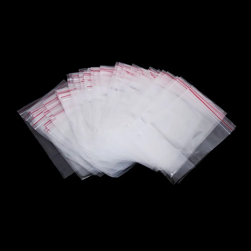

100 pcs/pack Reclosable Jewelry Zip Bag Plastic Self Adhesive Bag PE Pouch Poly Clear Bags (Thickness 0.05mm)