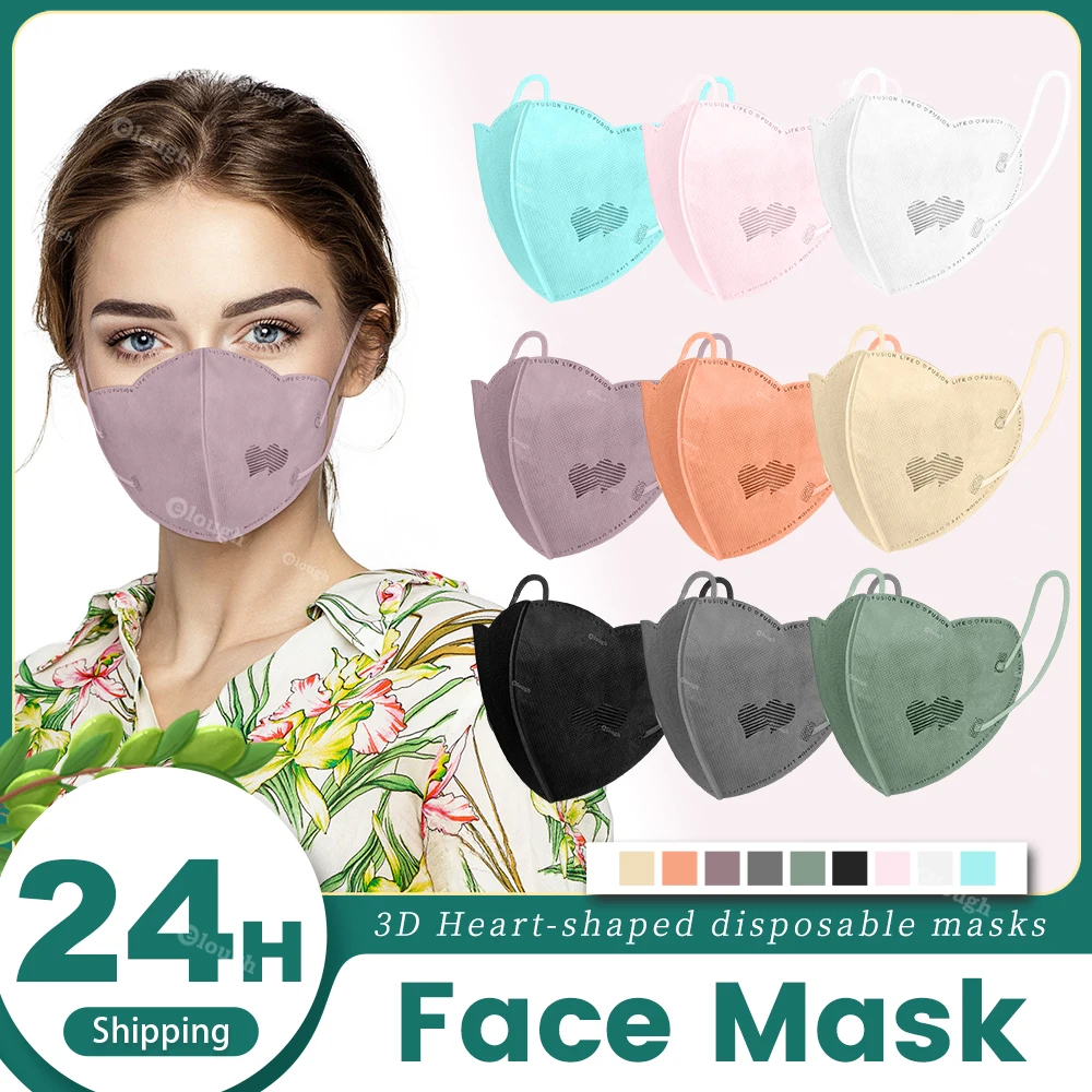 

Adult Heart Shape Disposable Face Mask Morandi 3D Protective Mascarillas Mouth Maske 3 Layers Black Fabric Filter Masque Noir