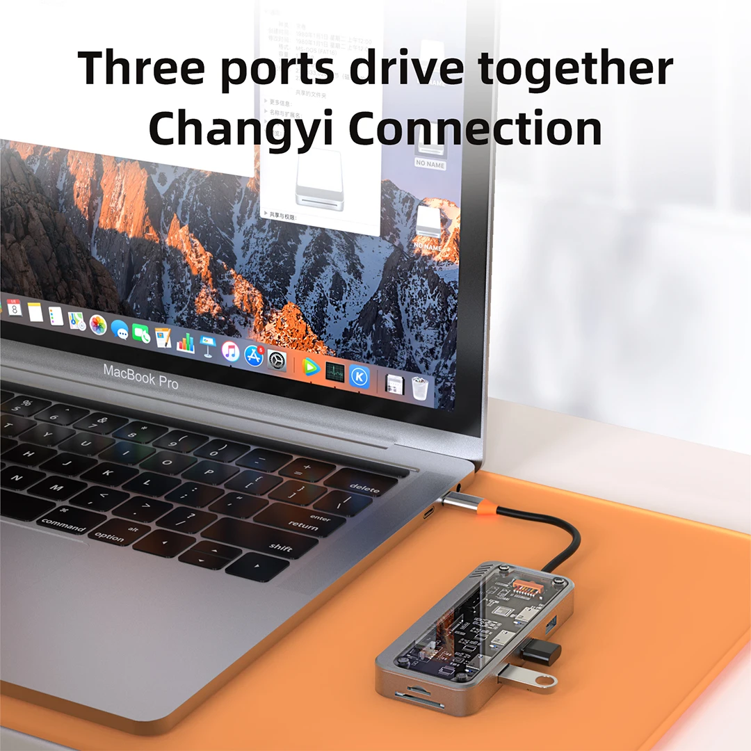 Разветвитель USB C-концентратора типа C Thunderbolt 3 док-станция для ноутбука адаптер с