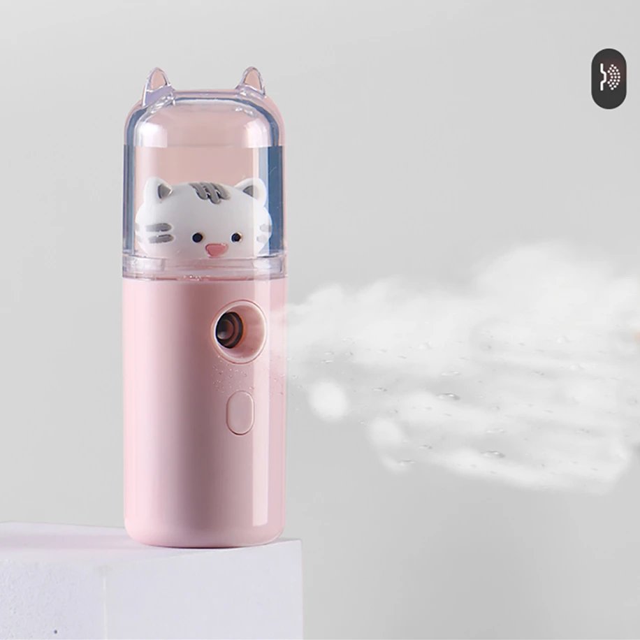 

Cute Cat Nano Mist Facial Sprayer Beauty Instrument USB Humidifier Rechargeable Nebulizer Face Steamer Moisturizing Beauty Tool