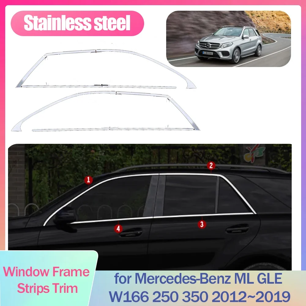 Полная оконная рама полосы отделка для Mercedes-Benz ML GLE W166 250 350 2012 ~ 2019 2013 2014 2015 2016 2017 2018