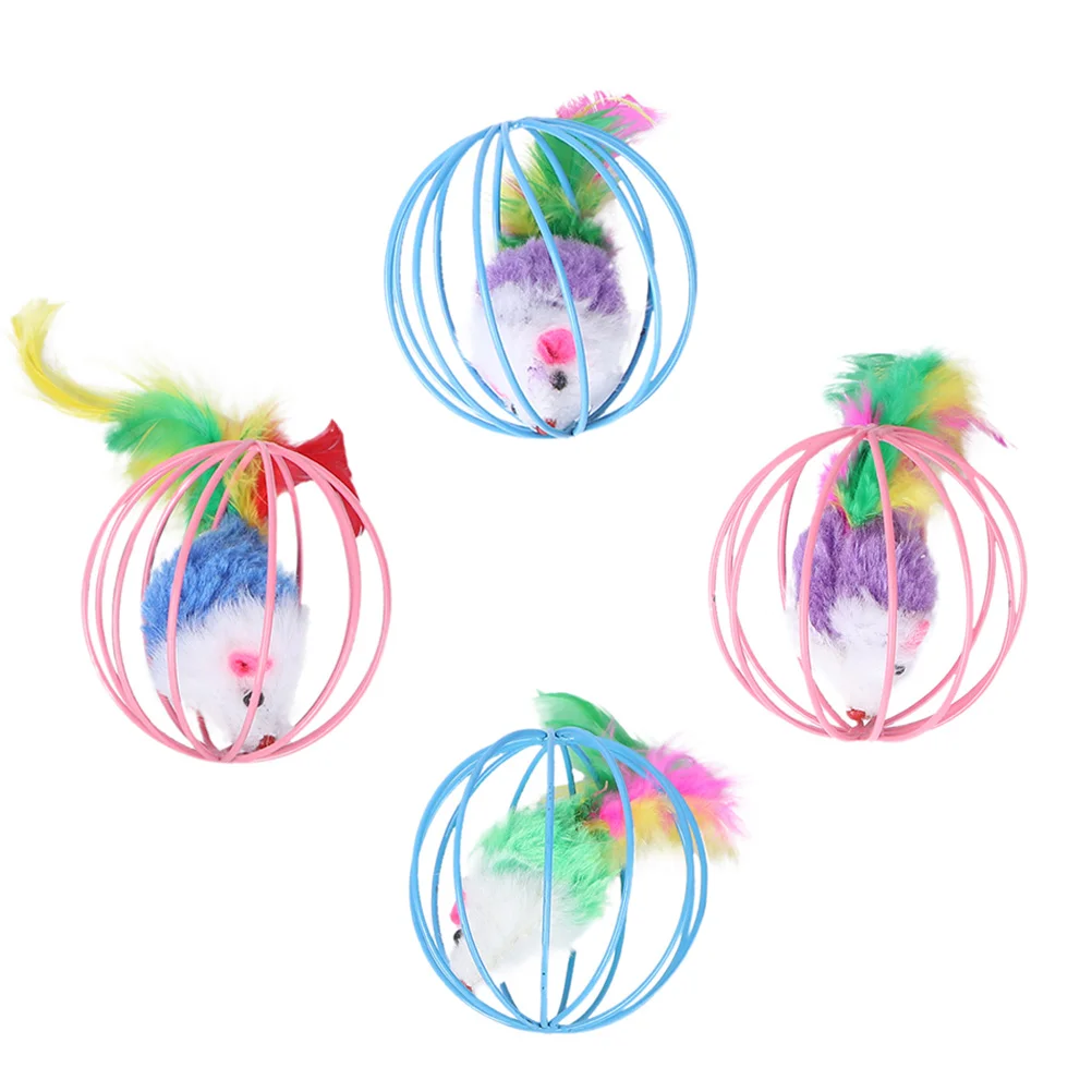 

4pcs Caged Rats Interactive Hide Plush Creative Faux Rat
