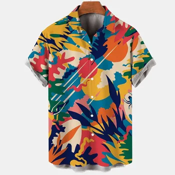 2022 Flower 3d Digital Men's Retro Shirts Fashion Loose Short Sleeves Summer Men's Hawaiian Shirts Male Clothing Casual Shirts 5