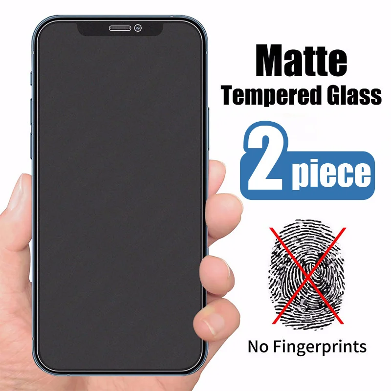 

2PCS Matte Tempered Glass for IPhone 7 8 6 6S Plus XR XS X 5 5S SE Screen Protector for iPhone 11 12 Pro Mini 13 Pro Max Glass