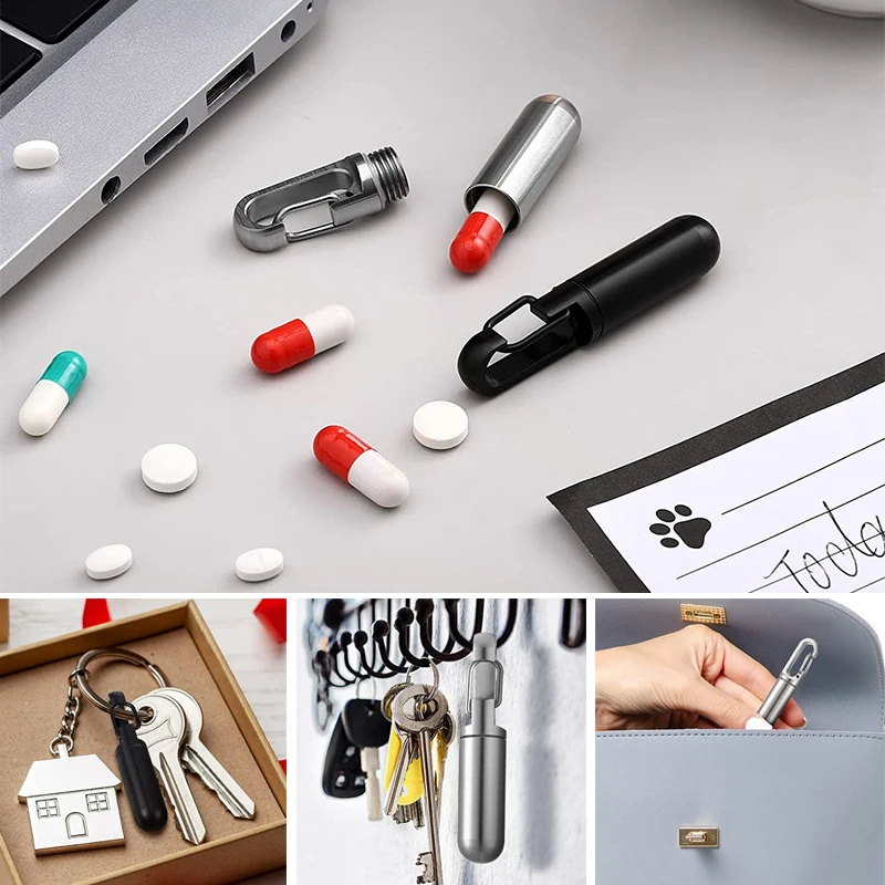 

Portable Mini Stainless Steel Sealed Capsule Waterproof Pill Box Camping Firstaid Pendant Travel Outdoor Tool Portable Pill Case