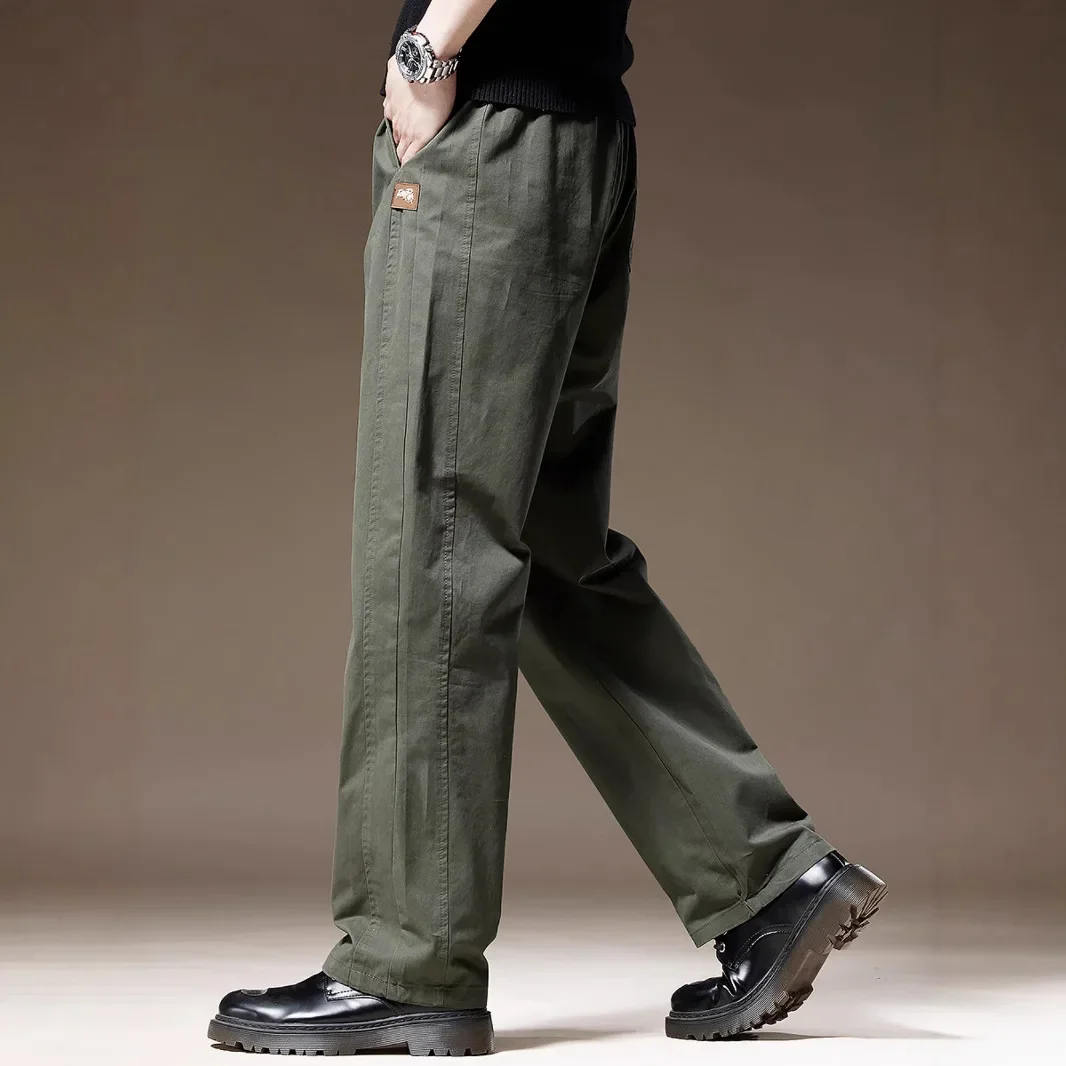 Повседневные брюки из чистого хлопка в американском стиле для мужчин свободные
