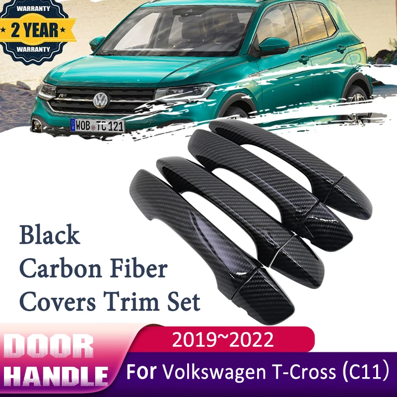 

Стайлинг, экстерьер из углеродного волокна для VW Volkswagen T-Cross C11 Taigun 2019 ~ 2022 2020 2021, крышка дверной ручки, наклейка, автомобильные аксессуары