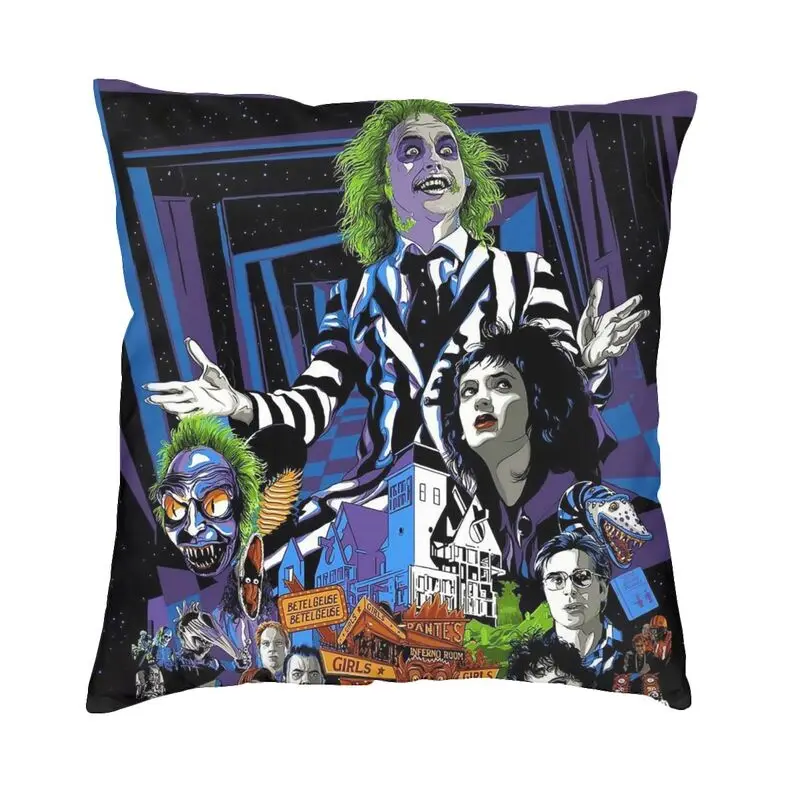 

Horror Movie Beetlejuice Pillow Case Decorative Tim Burton Nordic Cushion Cover Velvet Pillowcase