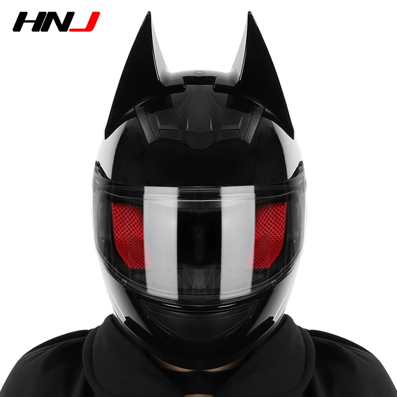 For Batman Knight Helmet Electric Motorcycle Men and Women Personality Cool Full Helmet Sunshade Anti-fog Horn Helmet enlarge