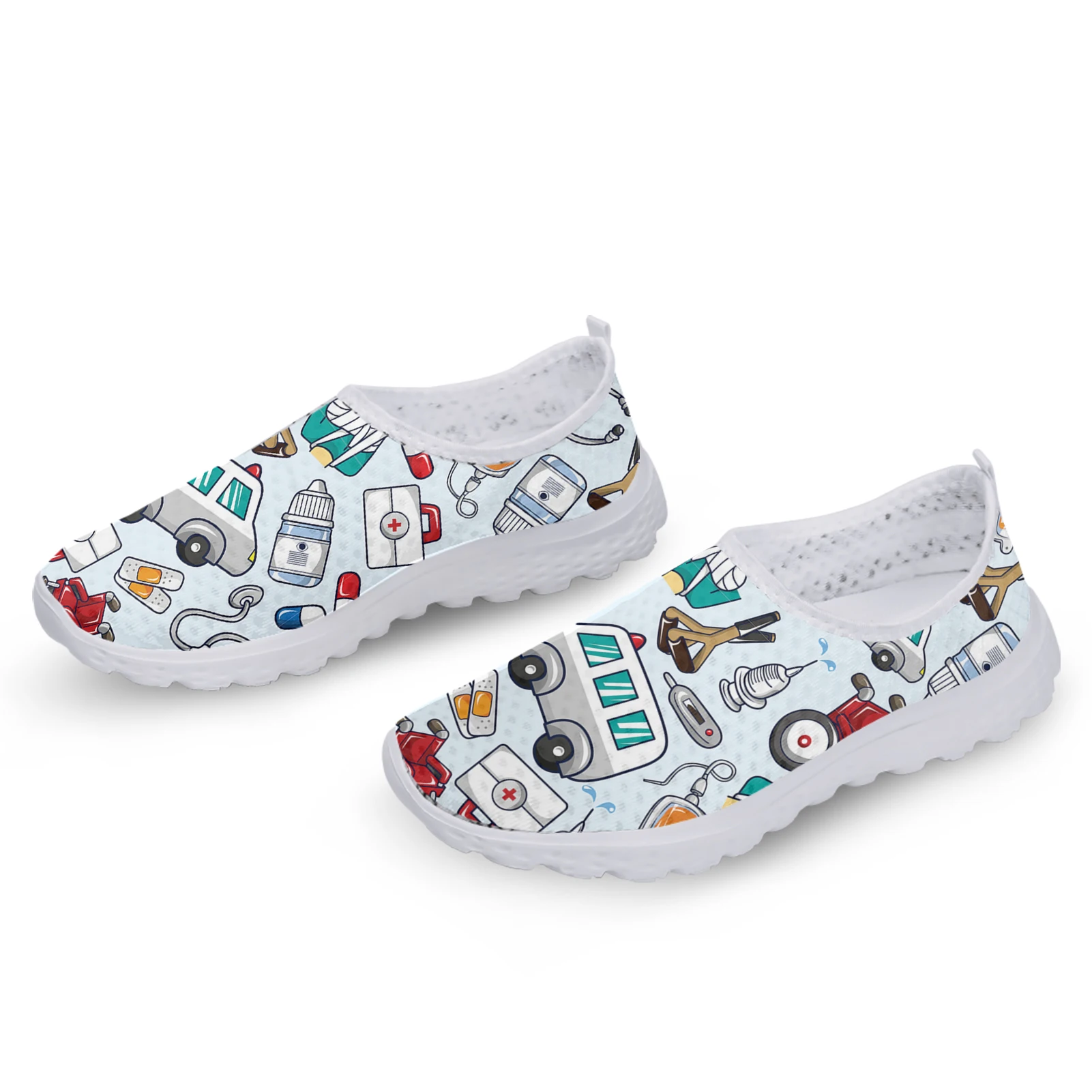 Medical Paramedic EMT EMS Print Doctor Nurse Lightweight Breathable Flat Summer Indoor Soft Shoes Hospital Work Walking Footwear