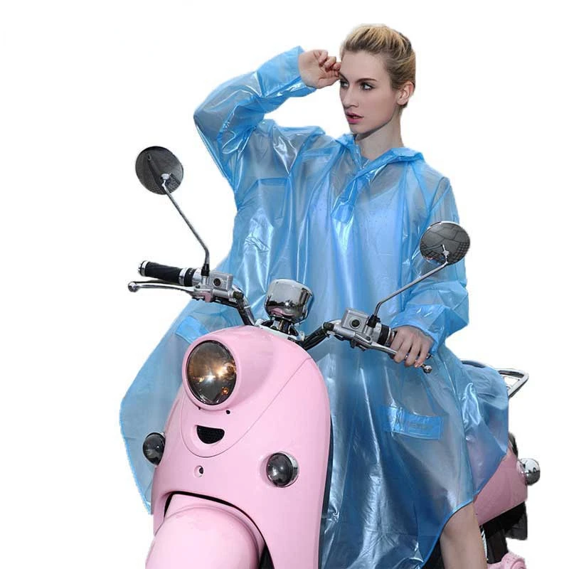 

Women's Raincoat Motorcycle Rain Cover Cape Waterproof Poncho Hooded Transparent Raincoat
