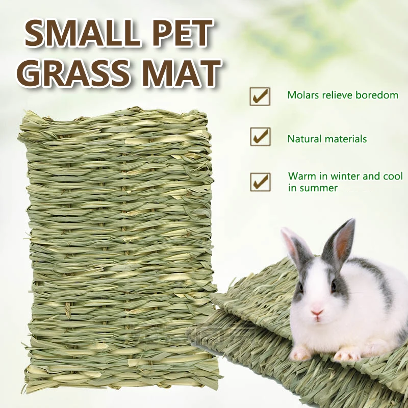 

Hand-Woven Pad For Small Pets Rabbit Grass Cushion Hamster Plant Straw Cage Bed