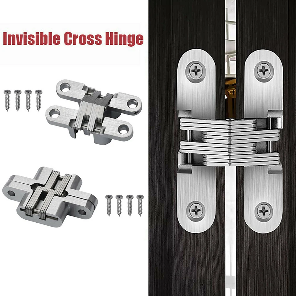 

2pcs Swing Door Hinge 180 Degree Casement Invisible Hinge Folding Table Door Concealed Cross Hinges Furniture Hardware