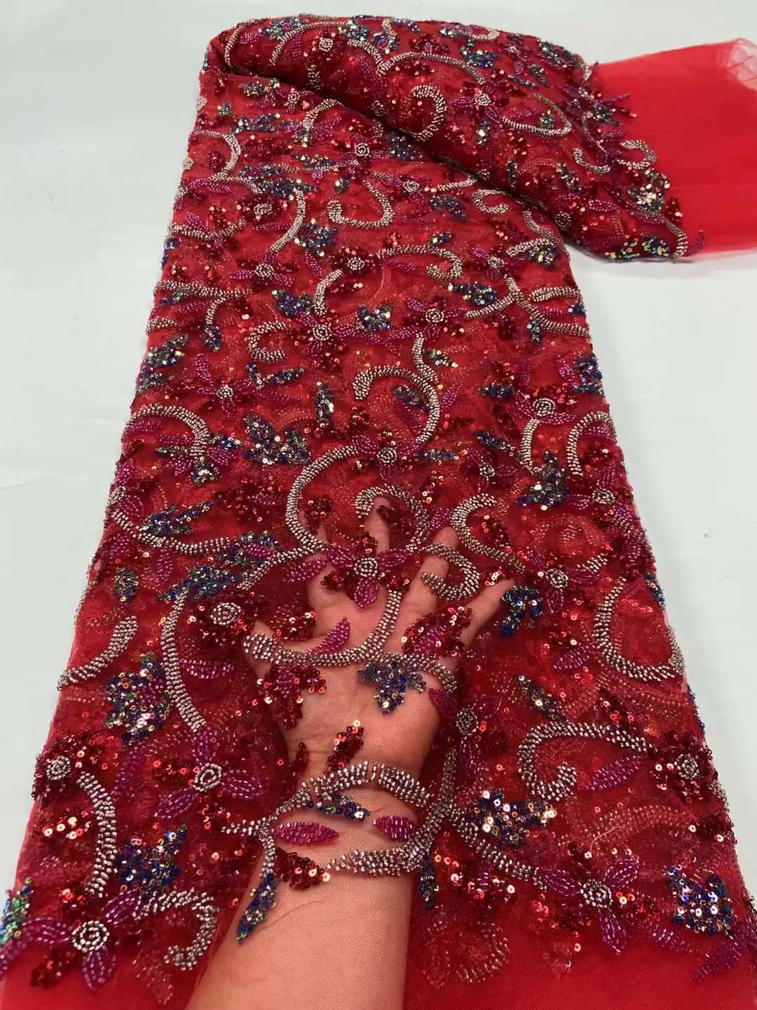 Высококачественная модная Роскошная французская вышивка кружевная ткань для