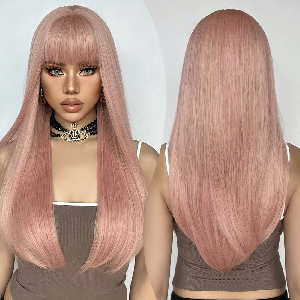 ESIN длинные прямые красочные синтетические парики с челкой для женщин