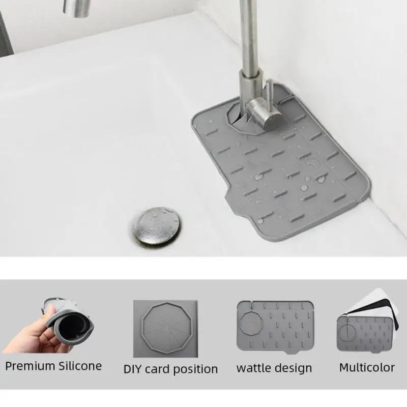 

Diversion Port Design Faucet Mat Household Countertop Protection Mat Silicone Without Water Upgrade Faucet Drainage Pad Creative