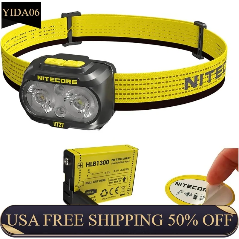 

Nitecore UT27 800 Lumen Running Headlamp, USB-C Rechargeable, Lightweight Perfect for Ultra-Trail, Hiking with White Light,