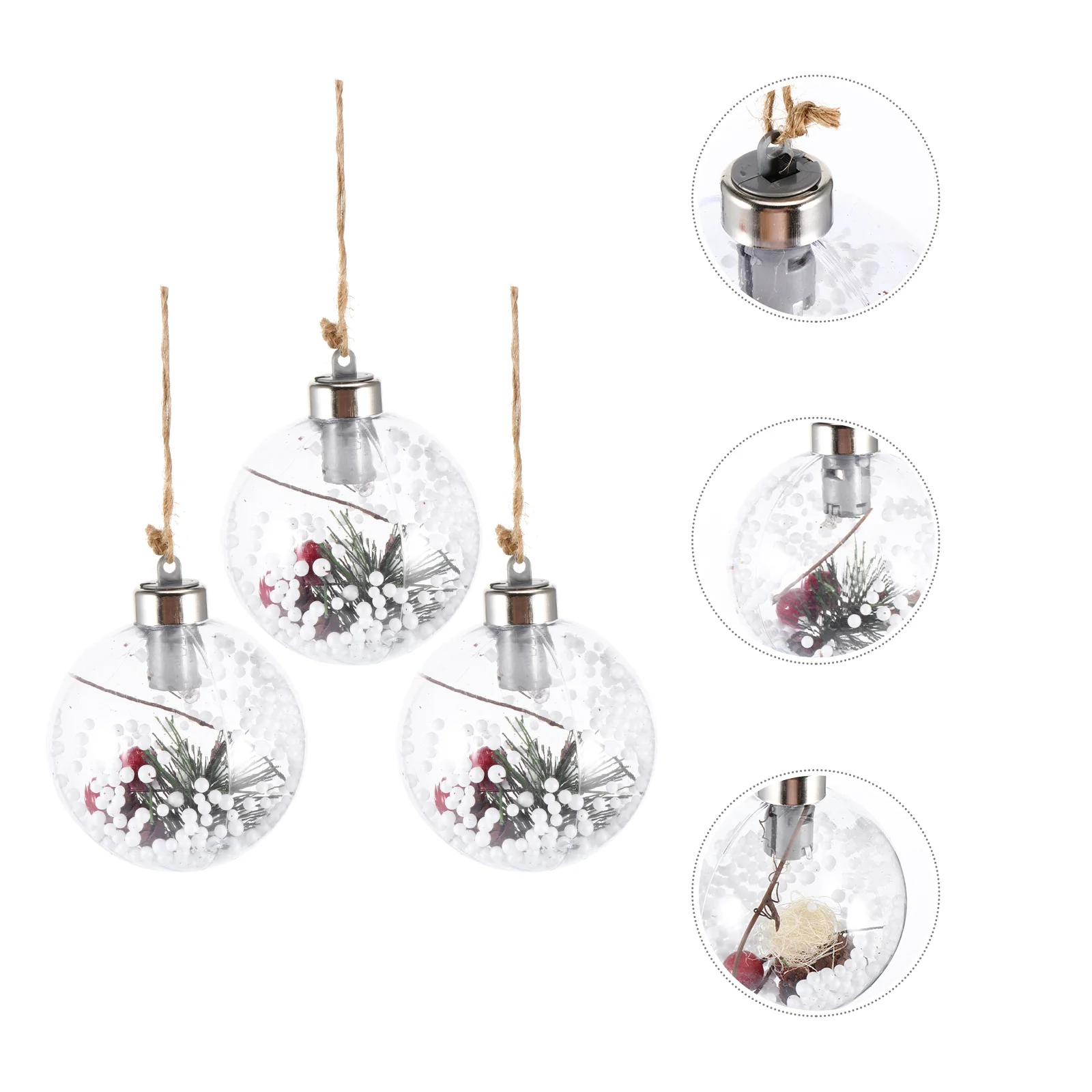 

3Pcs Hanging Christmas Balls Transparent Decorative Lights Xmas Tree Decor
