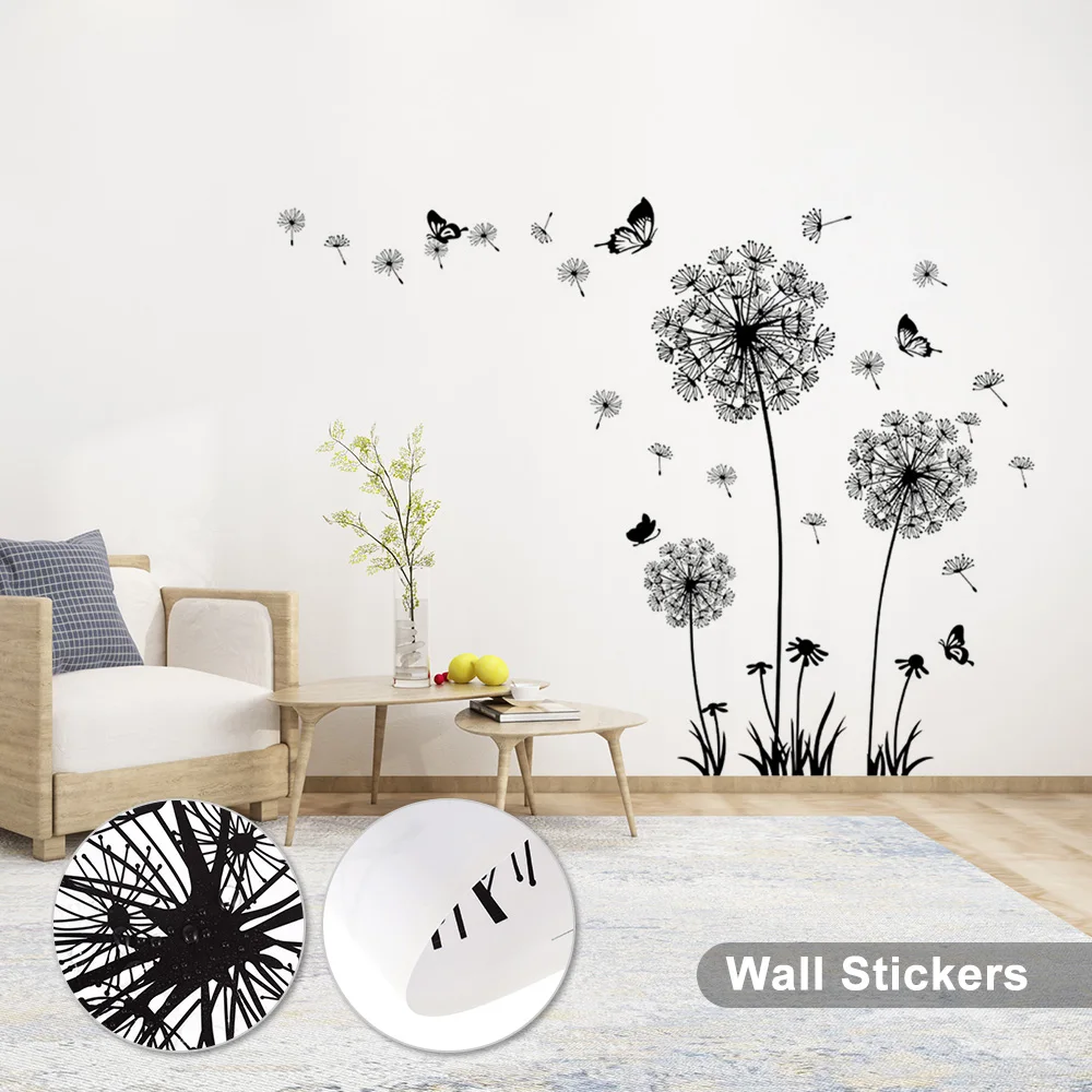 

Настенная Наклейка, цветы одуванчика для украшения стен, Съемные большие Одуванчики, цветы, растения, настенные наклейки, самоклеящиеся сте...