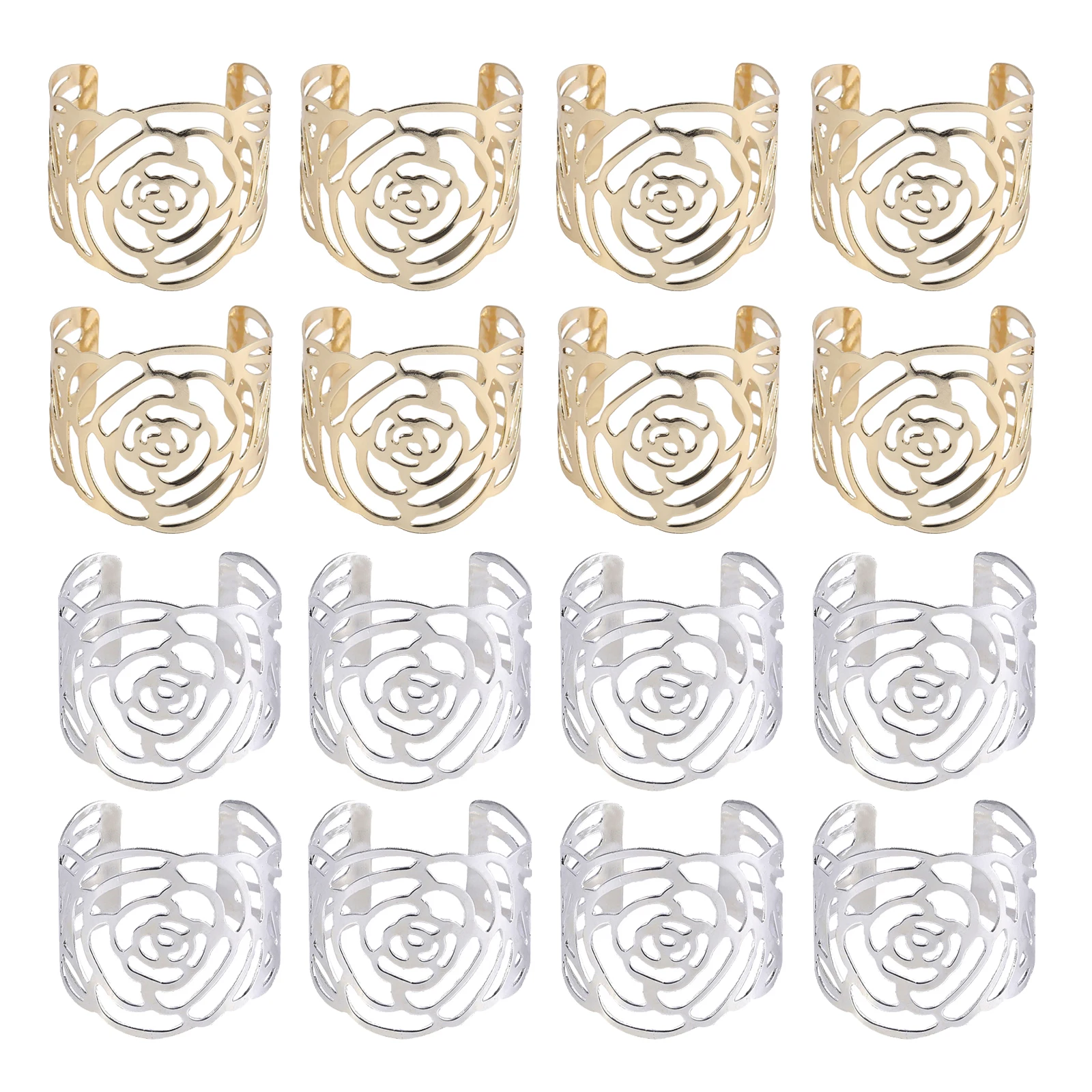 

8pcs/lot Serviette Buckle Rose Design Napkin Rings Metal for Wedding Antique Party Table Decoration Centerpieces Napkins Ring