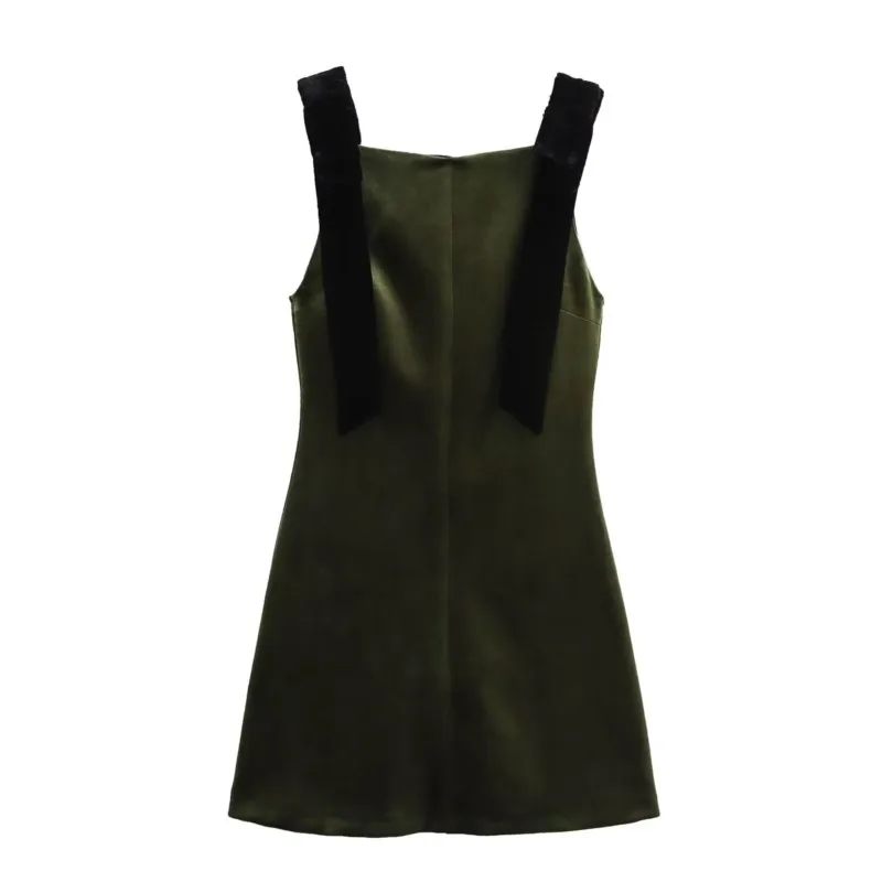 TRAF женское короткое платье с галстуком-бабочкой платья миди без рукавов