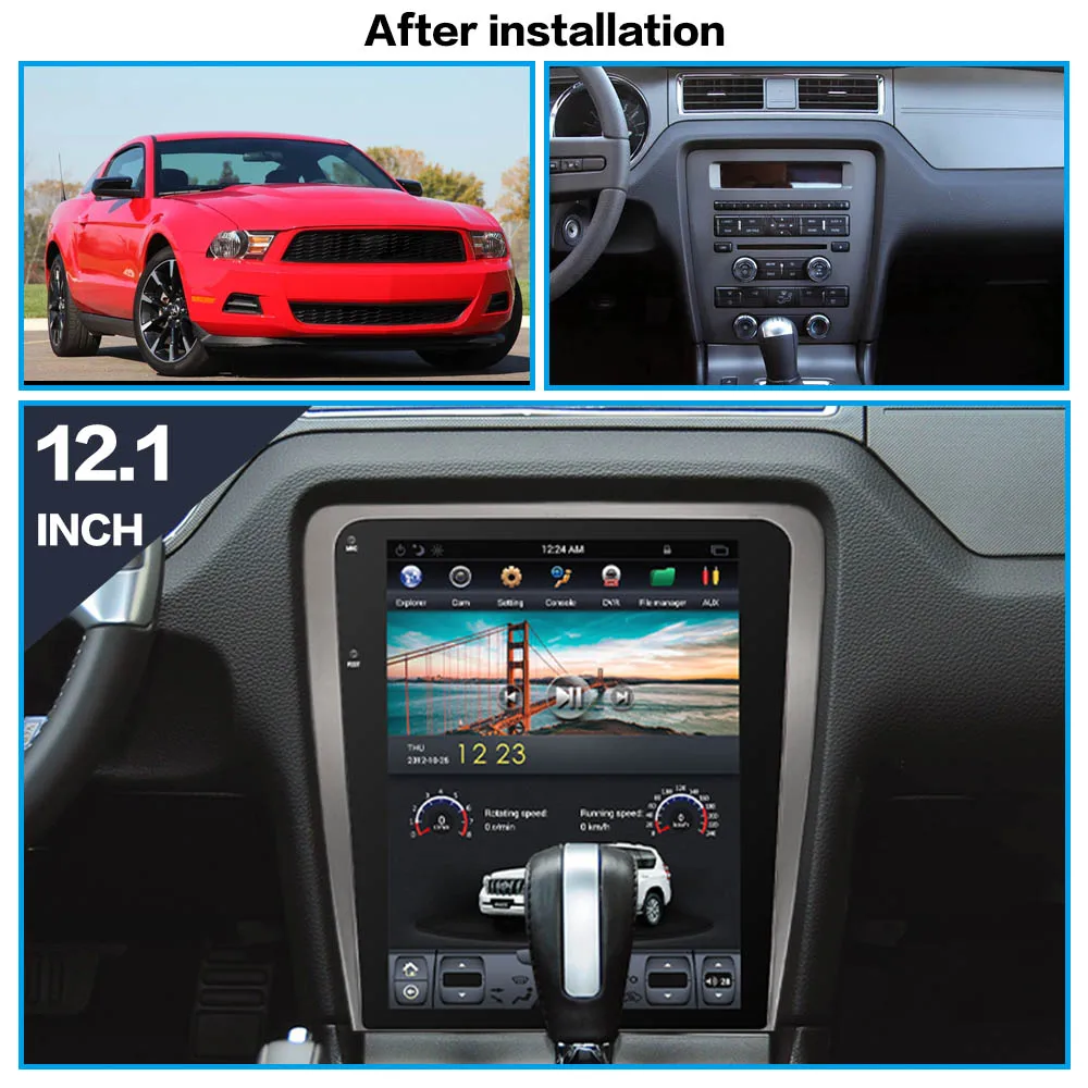 

For Ford Mustang 2010 - 2014 Android Radio Multimedia Car Cassette Recorder Stereo Player Tesla GPS Navi Head Unit Carplay 1Din
