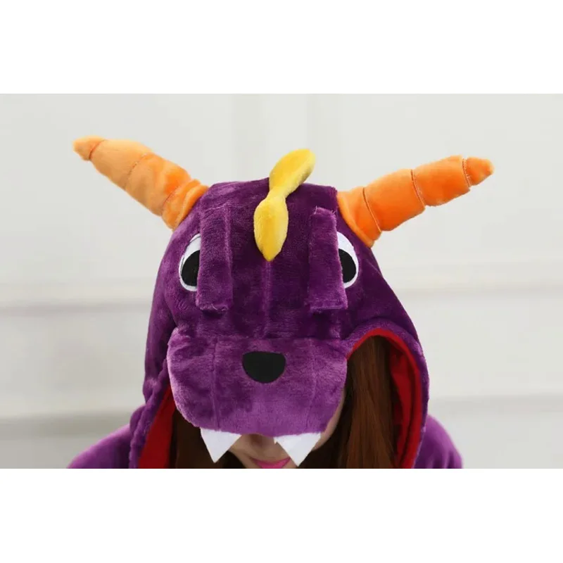 Пижама Spyro взрослый Детские костюмы косплей фиолетовый дракон Комбинезоны для