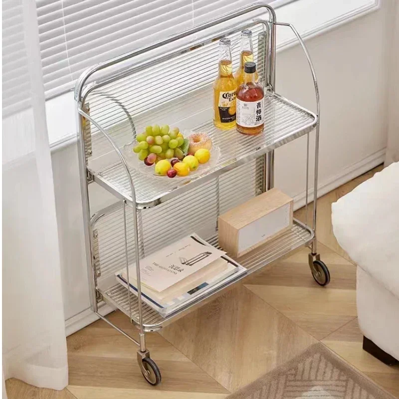 Фото Для Lamunlicher Glas-Beistelltisch Moderner прозрастер Couchtisch Klappwagen mit Rollen Ecklagerregal Wohn Voibel №4