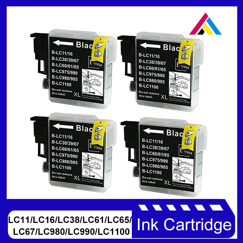 

CSD Replace for 4 Black cartridge for LC11 LC16 LC38 LC61 LC65 LC980 LC990 LC1100 for Brother MFC-490CN 670CD 670CDW Printer