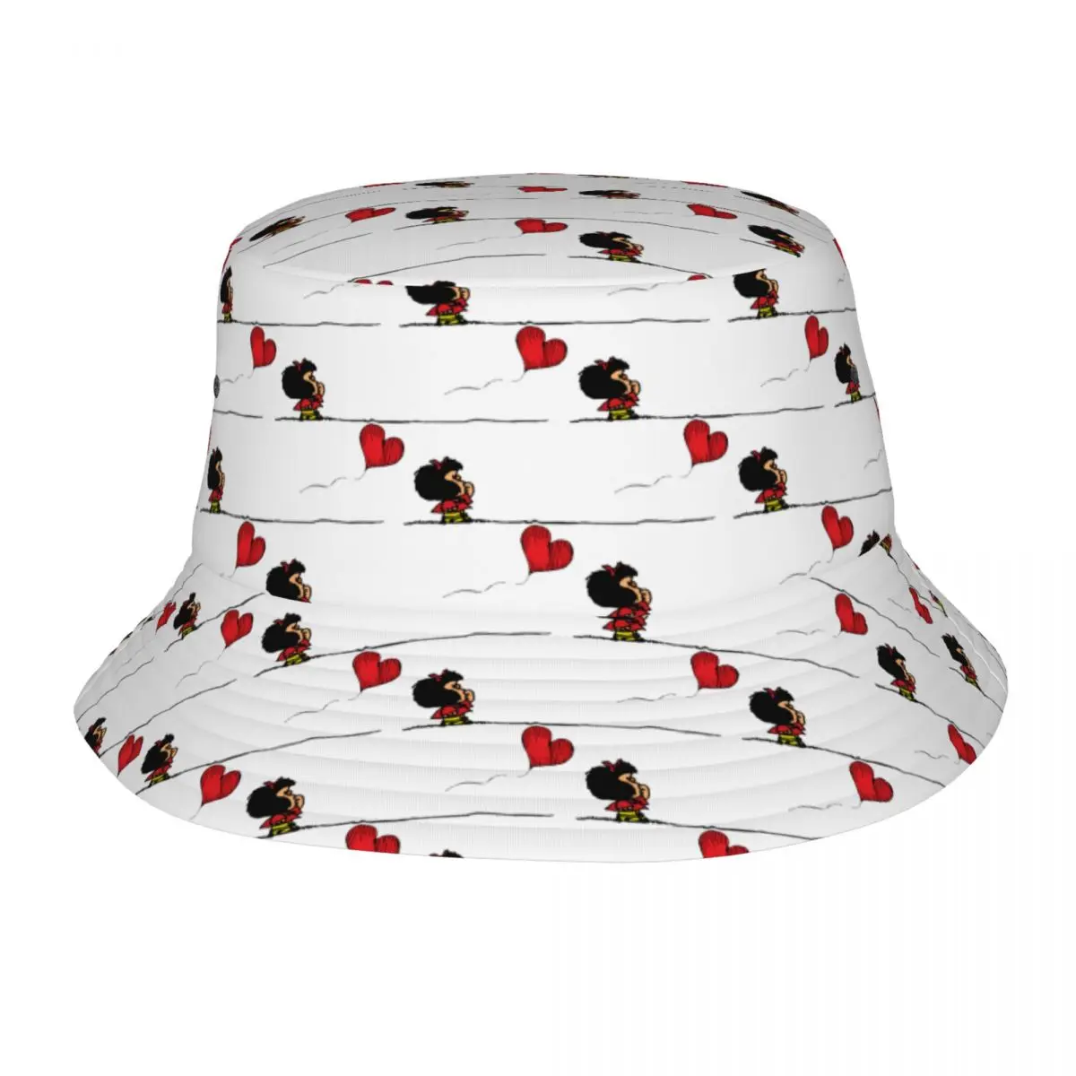 

Summer Beach Hatwear Mafalda Heart Merch Bucket Hat Harajuku Teen Sun Hats Cartoon Irish Country Hat Fishing Caps Camping