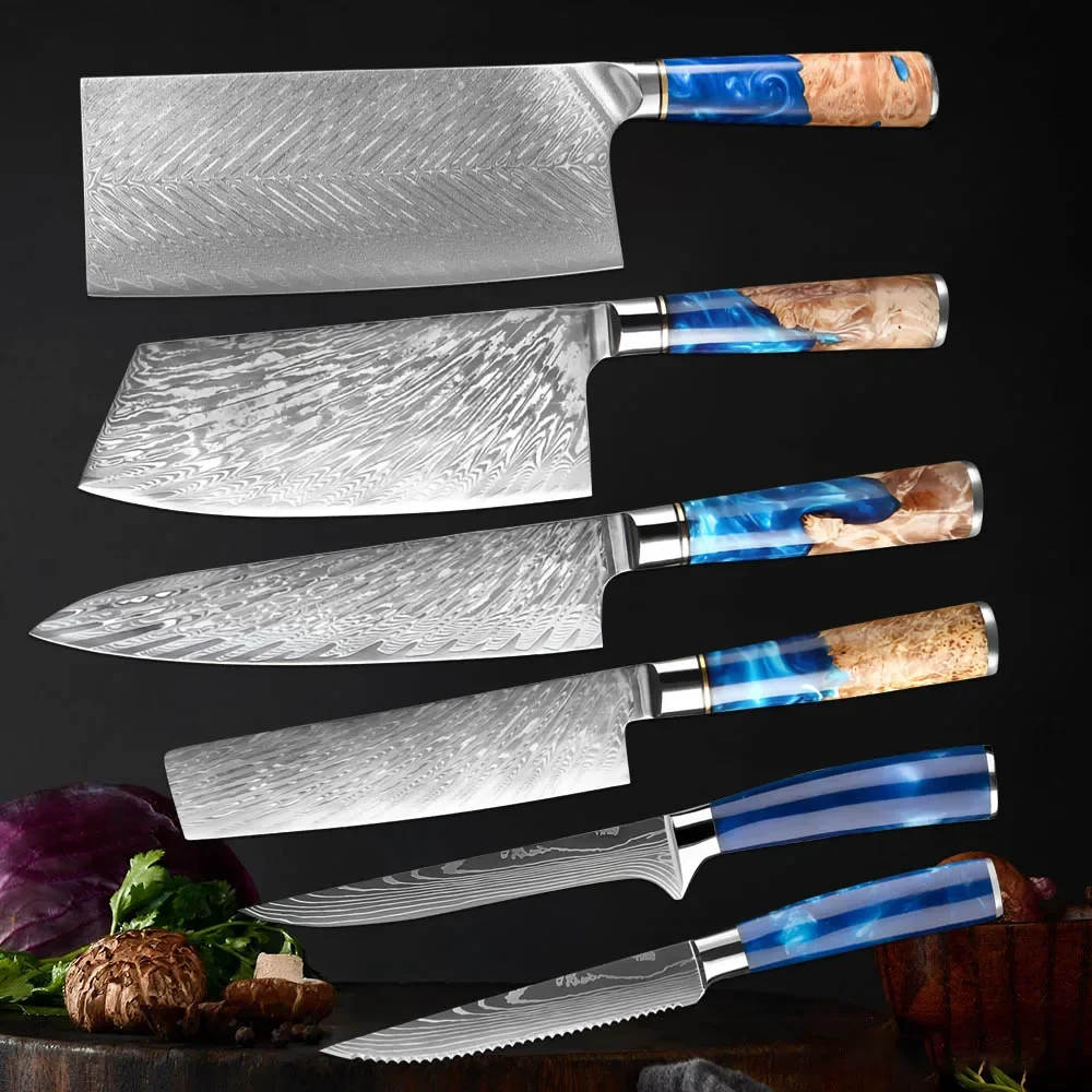 Высококачественный кухонный нож 67 слоев дамасской стали разделочный ручка из