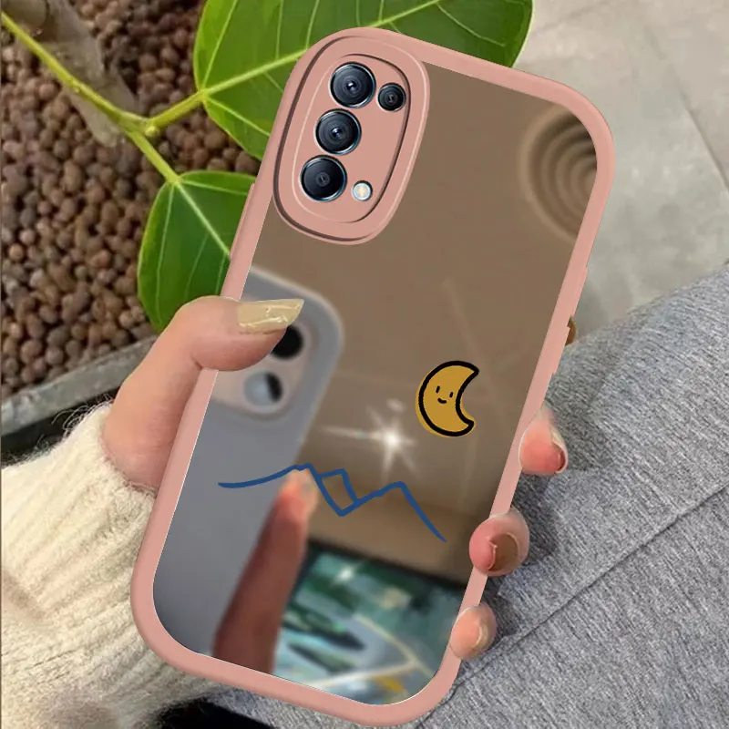 Мягкий силиконовый зеркальный чехол с рисунком Луны и солнца для OPPO F23 F17 F19 F11 F9 F21