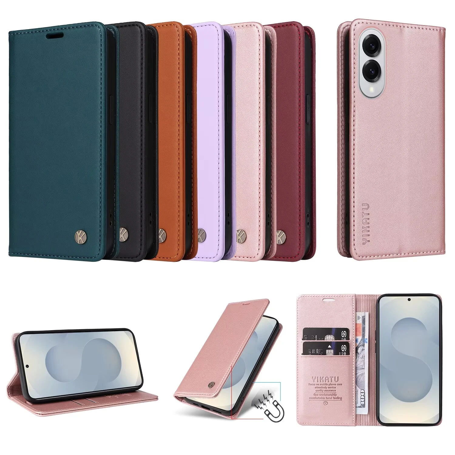 Фото Кожаный чехол-кошелек для Samsung Galaxy M13 5G M10 J7 Prime J610F J6 Plus J530 J5 J415 J4 J3 J1 F62 F23 5G A91 A81 A73 A72 4G A71 №1