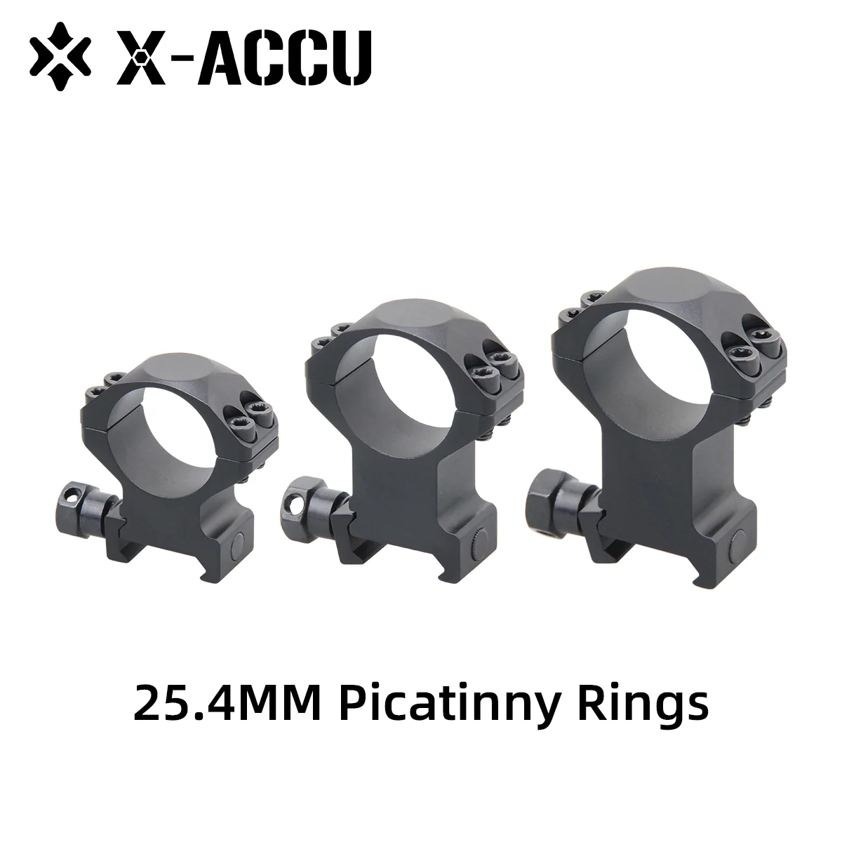 

X-Accu 25.4mm 1inch Profile Picatinny Rings Heavy Duty 1/1.25/1.4 Inch Center Height Extremely Accurate With Full CNC Machined