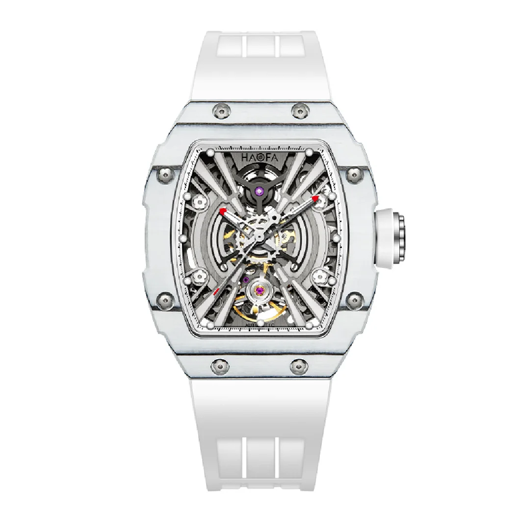 

Haofa Automatic Mechanical Watch Middle Size Skeleton Wristwatch Carbon Fiber Bezel Sapphire Waterproof Watches for Men 1906L