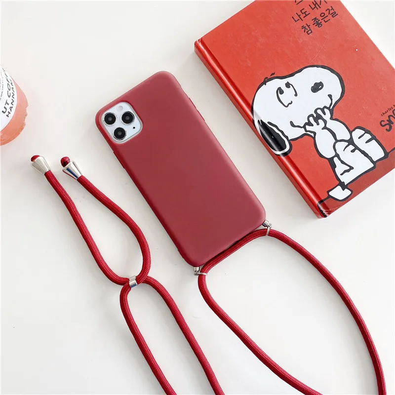 Crossbody Necklace Holder Phone Case for iPhone 14 13 12 11 pro XS max 7 8 PLUS Lanyard Silicone Case Cover with Cord Strap Rope