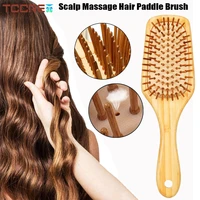 bamboo comb paddle hairbrush massage scalp bamboo bristles detangling hairbrush for straight curly wavy dry wet thick fine hair