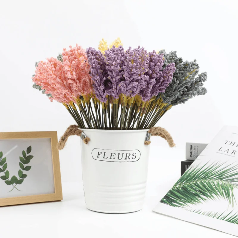 

A Bundle of Artificial Lavender Flowers Fake Bouquet for Wedding DIY Crafting Foam Flower Office Table Ornament Christmas Decor
