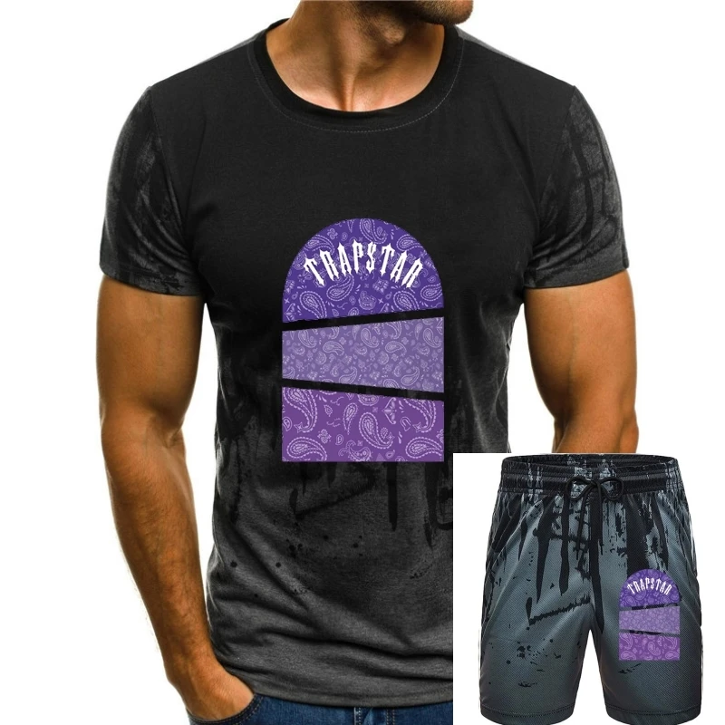 

TRAPSTAR ART OF WAR PAISLEY T-Shirt Men Fashion Casual Short Sleeve Harajuku Loose Oversized Tops purple texture Print T Shirts