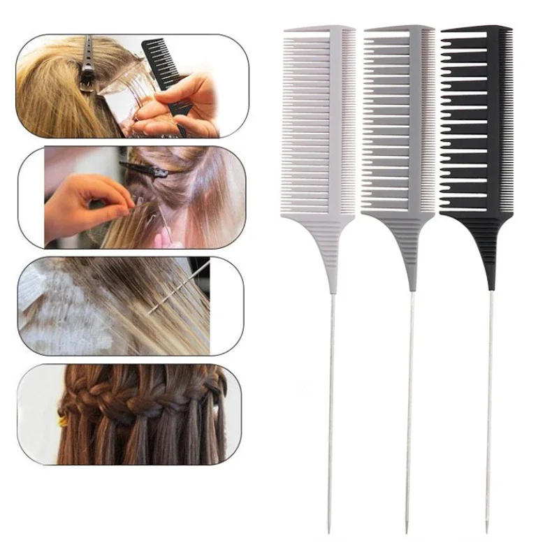 

Гребень для укладки волос, набор из 3 расчесок для окрашивания волос, подсвечивающая перегородка, коса для стрижки, кончик для волос, аксессуары для волос