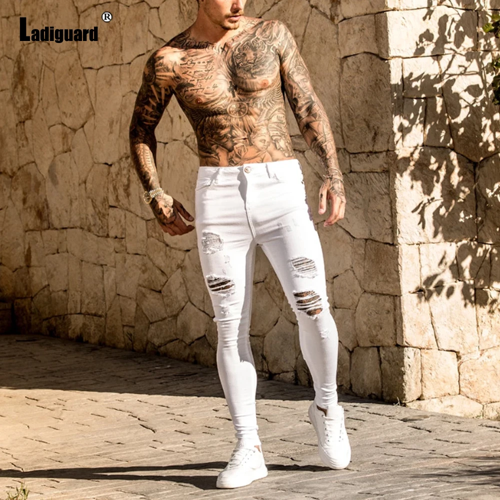 Large Size 5xl Men Sexy Fashion Ripped Jeans Denim Pants Casual Skinny Pantalon Mens Streetwear 2022 Autumn Hole Demin Trousers