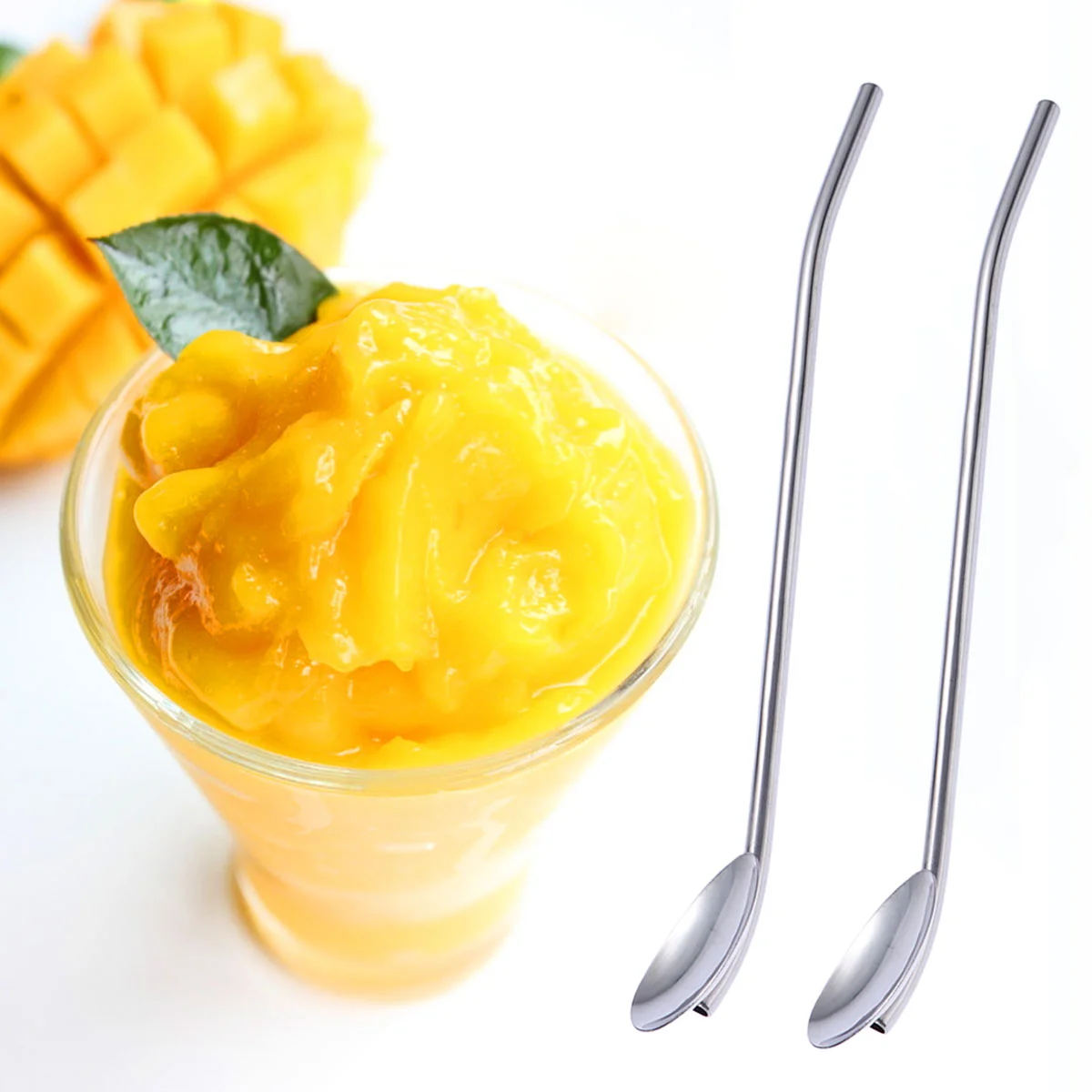 

Straw Spoon Straws Spoons Metal Drinking Reusable Tea Coffeesteel Stainless Ice Cream Cocktail Drinkfrozenstickiced Mixing