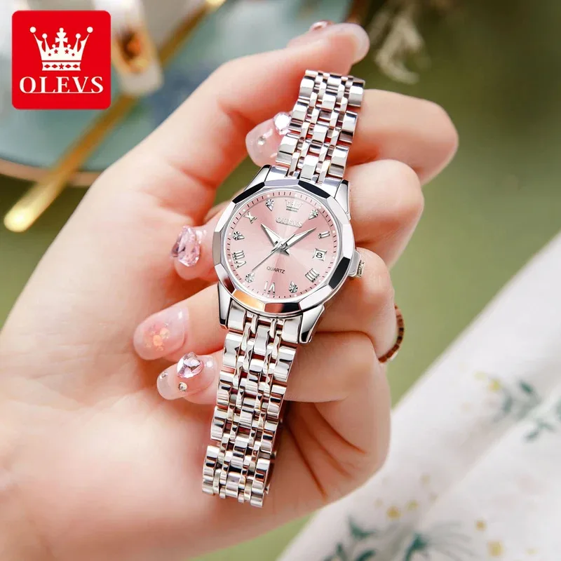 Фото Часы OLEVS 9931 Elegance для женщин, из нержавеющей стали, с календарем, спортивные, роскошные, светящиеся, кварцевые, наручные часы для женщин. №4
