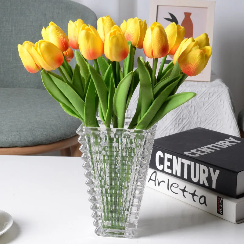 

5PCS Artificial Tulip Flower Real Touch Artificial Bouquet PU Fake Flower for Photo Props Wedding Decoration Home Garden Decor