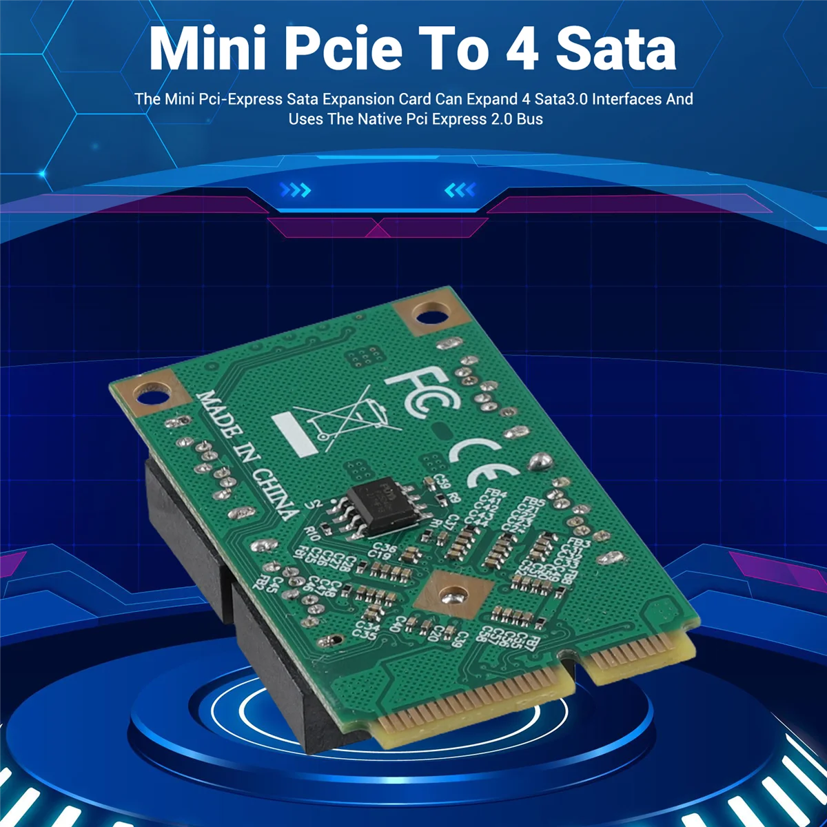 Адаптер расширения PCIE к SATA Карта Полное высоту адаптера интерфейса MPCI-E Quad HDD для