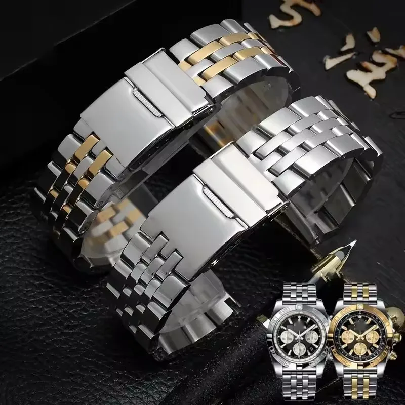 Твердый браслет из нержавеющей стали для часов Breitling, ремешок AVENGER NAVITIMER SUPEROCEAN, без логотипа, 20 мм, 22 мм, 24 мм (art.: 3920d8d56cefb) - 3920d8d56cefb