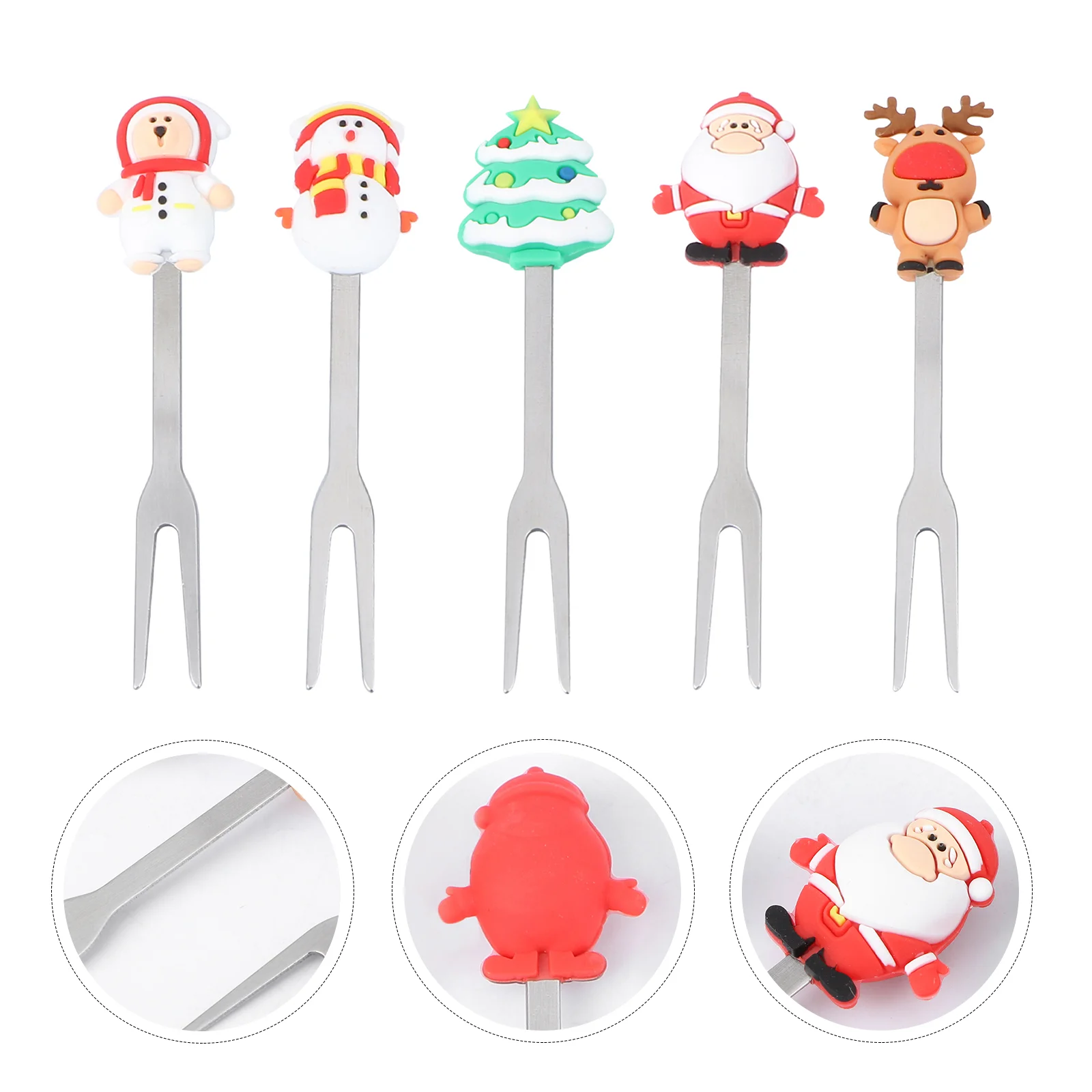 

Forks Christmas Fork Fruit Cocktail Pickpicks Appetizer Kids Holiday Sticks Cake Dessert Decorative Salad Tasting Mini Pastry